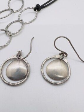 SILPADA Sterling Silver Pendant with leather and matching earrings